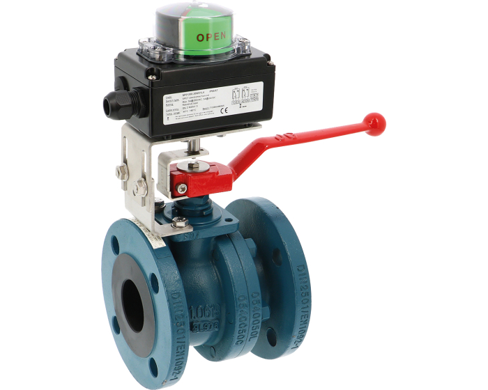 516AIT carbon steel ball valve DN65 + limit switch box SF012